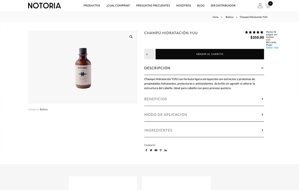 Notoria 3 pagina Web ecommerce