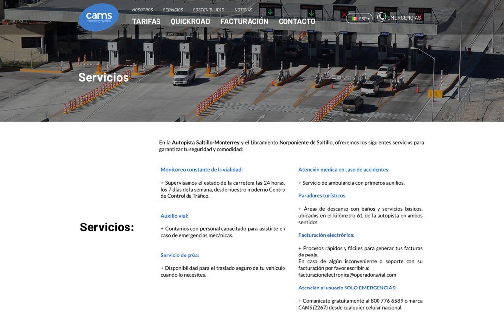Autopista Monterrey Saltillo 2 paginas web diseno