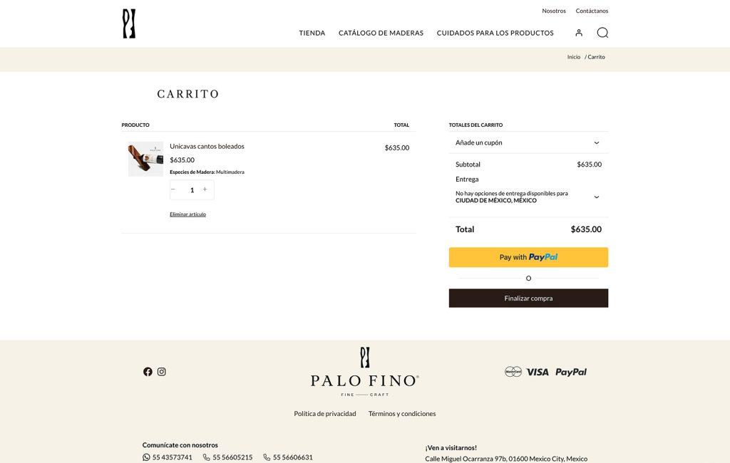 Palo Fino 8 online store design