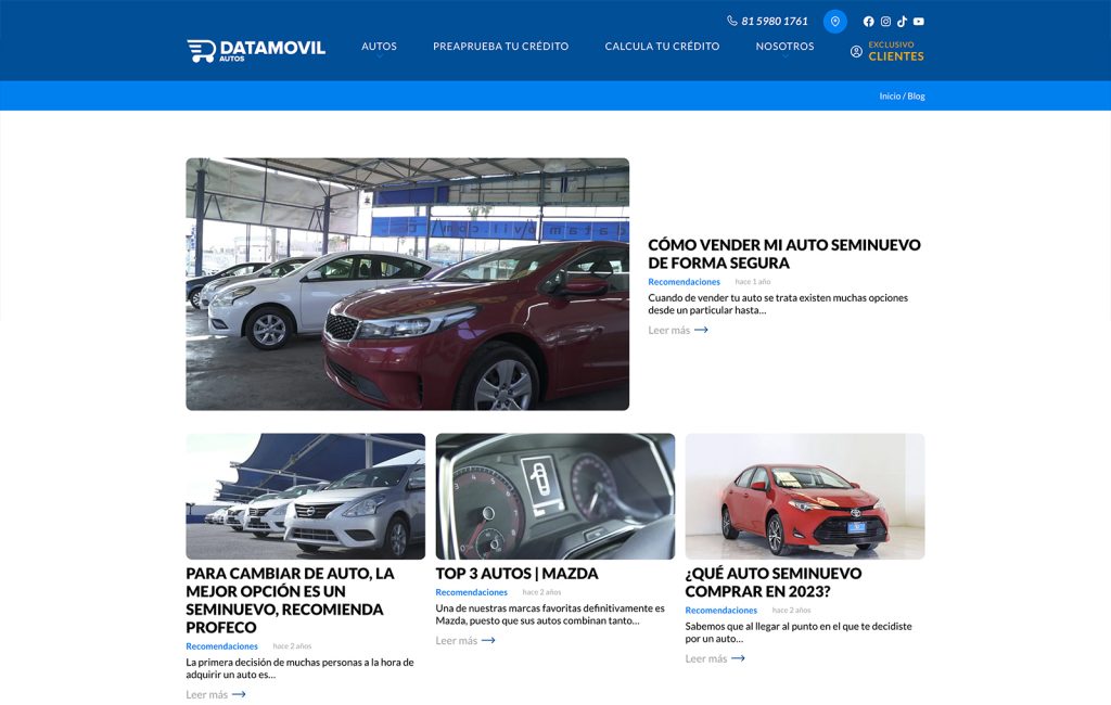 Autos Datamovil 7 paginas Web profesionales monterrey