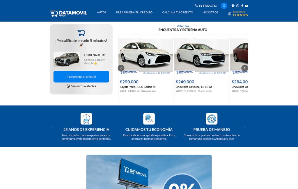 Autos Datamovil 6 paginas web profesionales monterrey