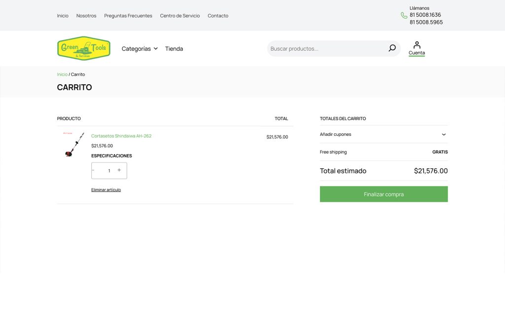Greentools 9 sitio web ecommerce monterrey